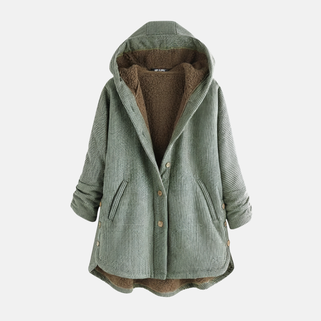 Women’s Jacket – Oversized Fit – Fleece Lined – Hooded Button Front – Tunic Length