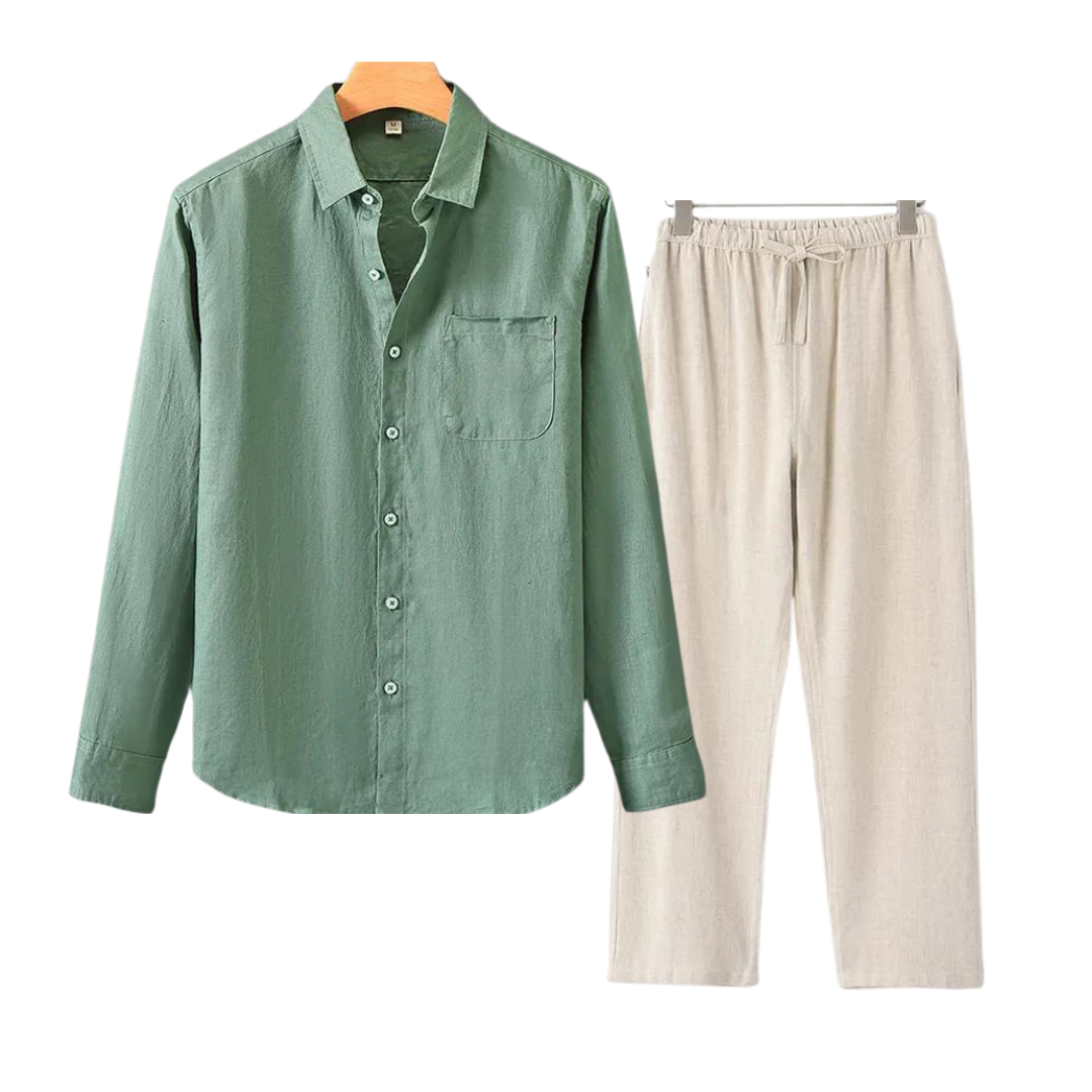 Leon Relaxed Linen Shirt and Trousers for Men Breathable Everyday Comfort and Effortless Style