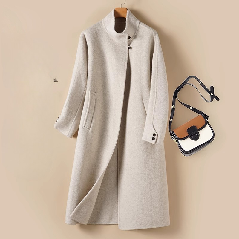 Premium Wool Coat With Modern Collar Cutout For Women, Timeless Warmth, Soft Feel, Elegant Silhouette