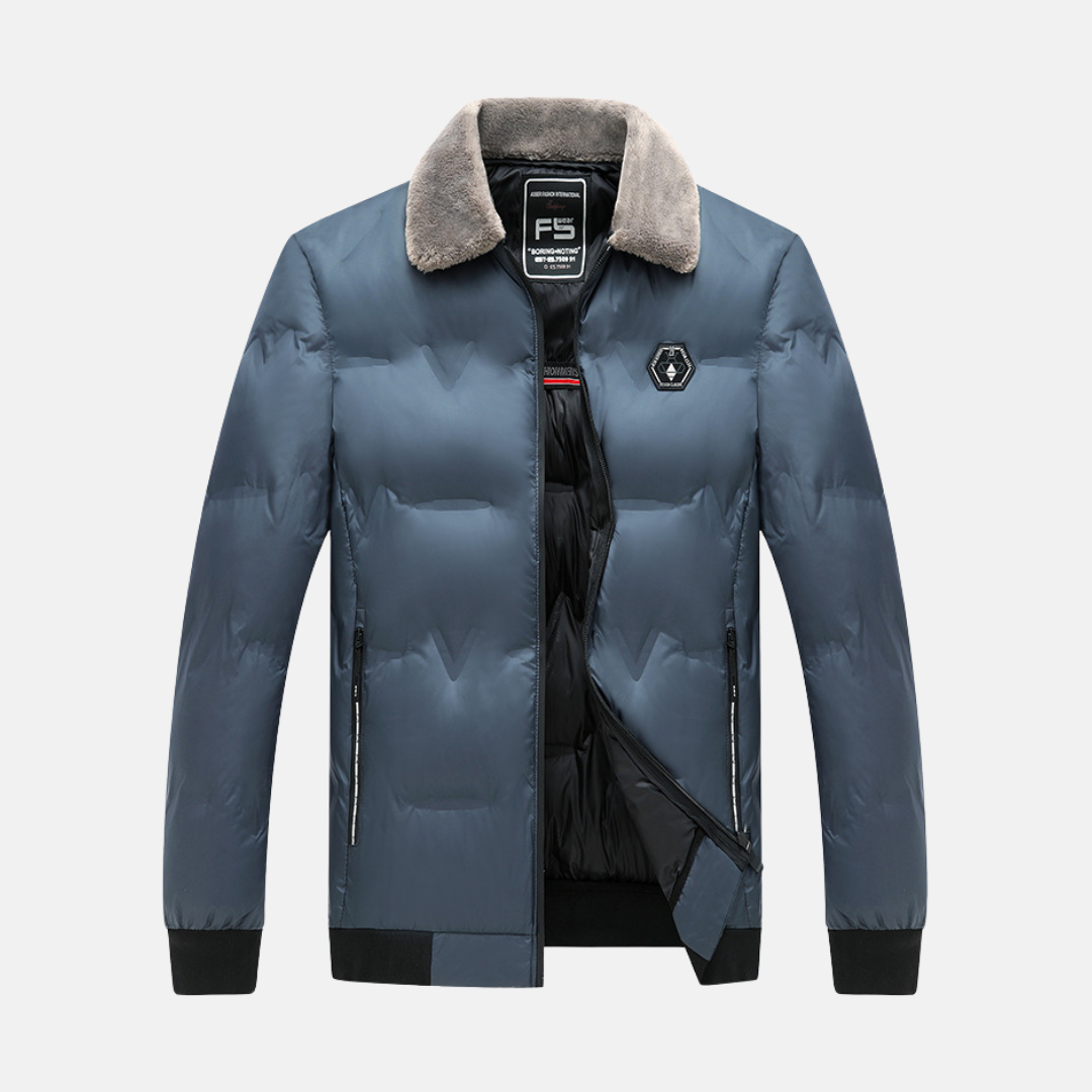 Mens Bomber Coat Regular Fit Cotton Padded With Faux Fur Collar Zip Closure Winter Jacket