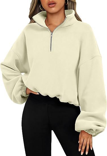 Women's sweatshirt with half-zip and stand-up collar