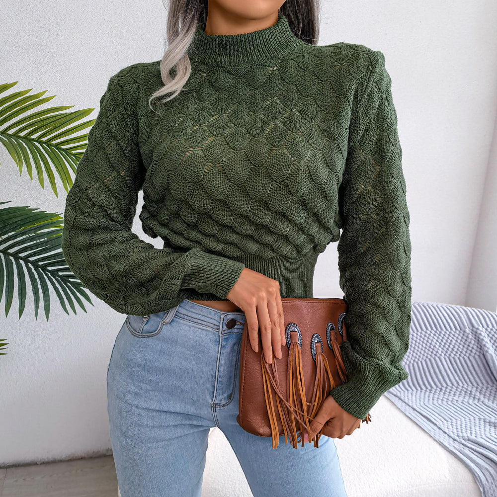 Crossed knit top with texture and color