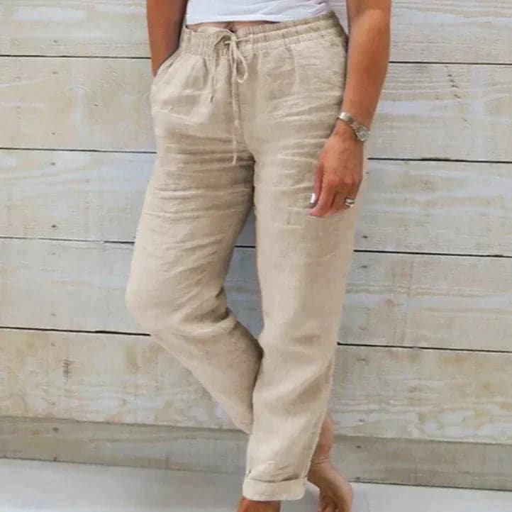 Comfortable summer cotton pants with an elastic waistband