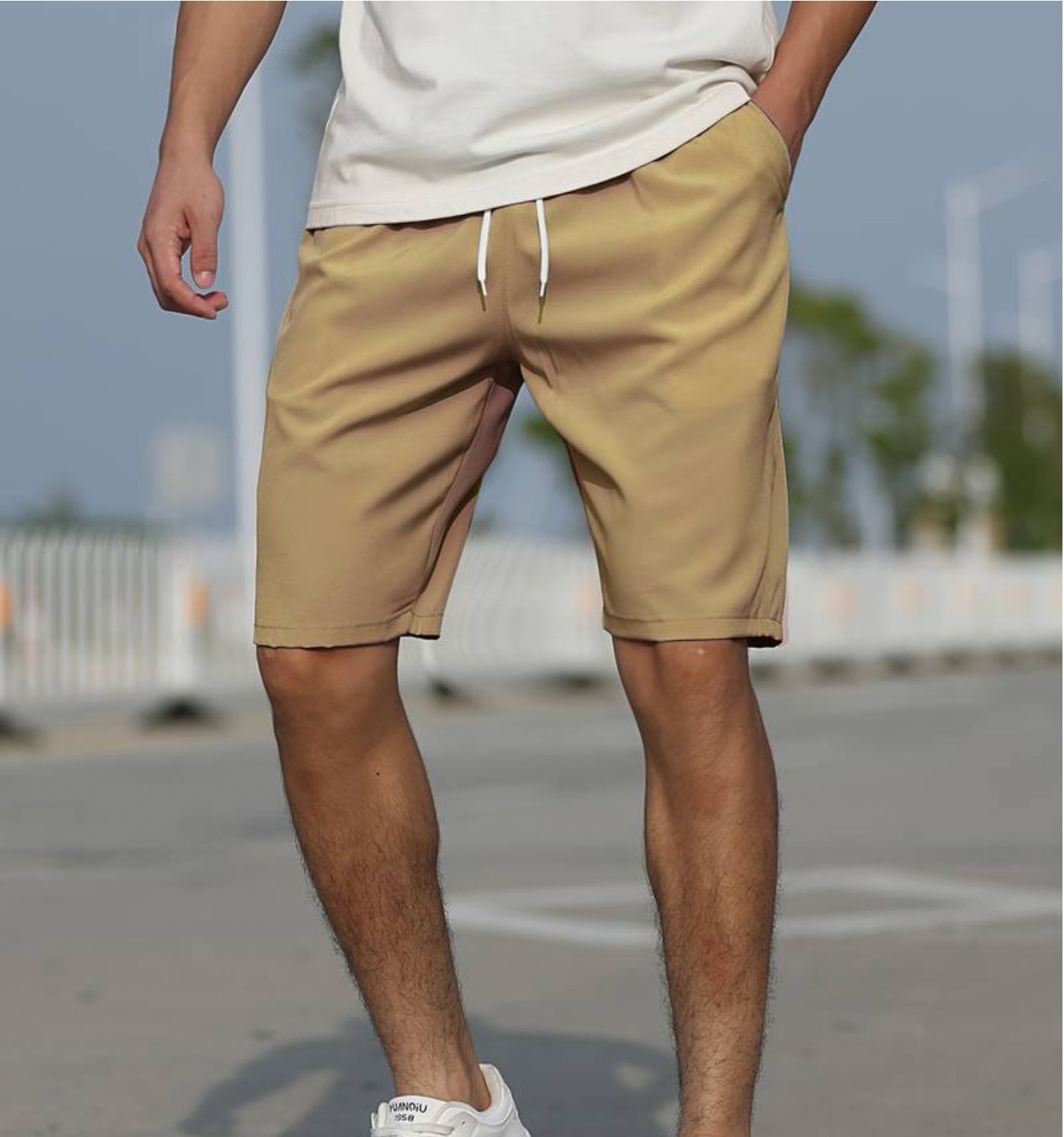 Men's Mint Green Quick Dry Swim Shorts With Elastic Waist Regular Fit Mid Thigh Length For Beach And Pool