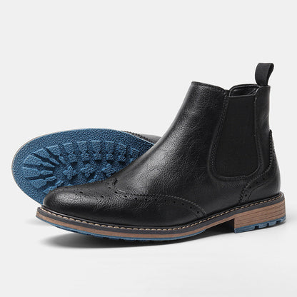Leather Chelsea Boots For Men With Elastic Sides And Brogue Details For Timeless Versatile Style