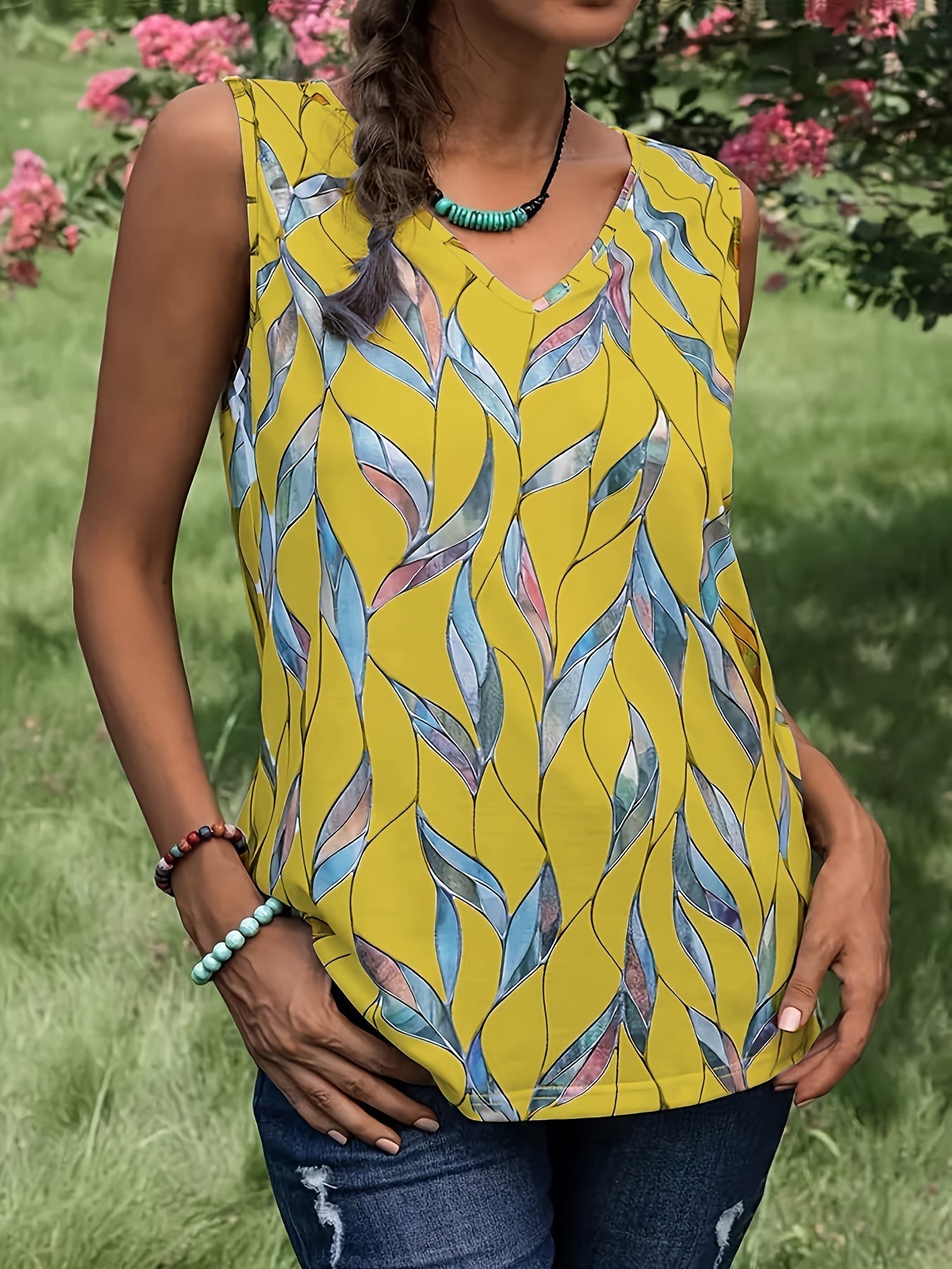 Puck Linen Tank Top For Women Breathable Lightweight V Neck Trendy Summer Essential