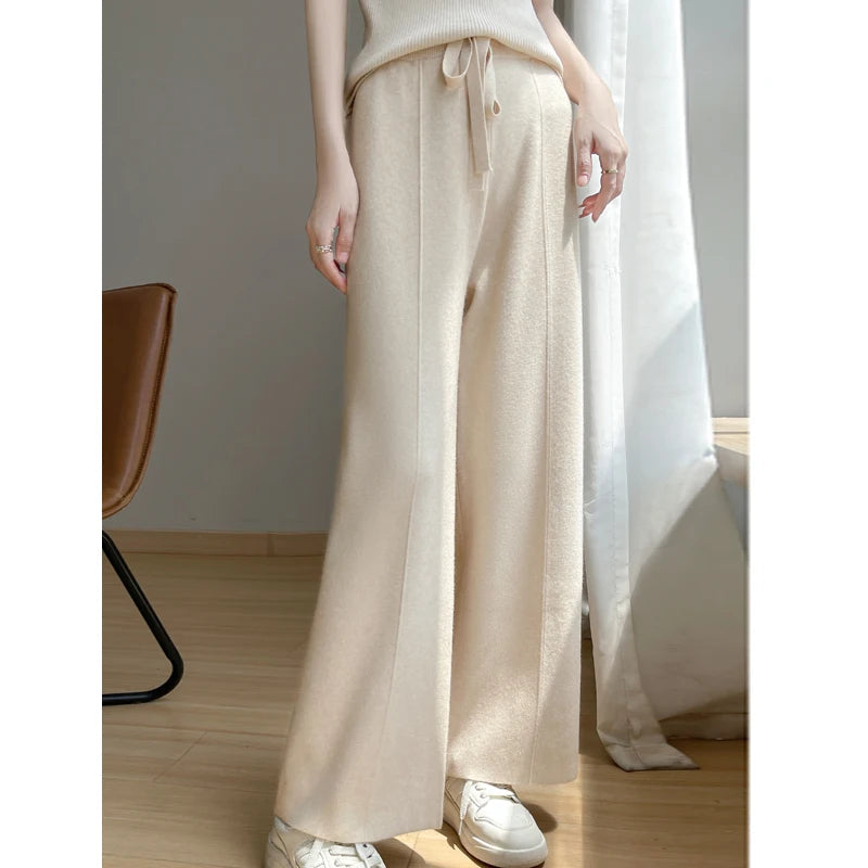 Clara Cashmere Relaxed Wide-Leg Pants for Women Luxurious Warmth and Comfort Ideal for Home or Streetwear