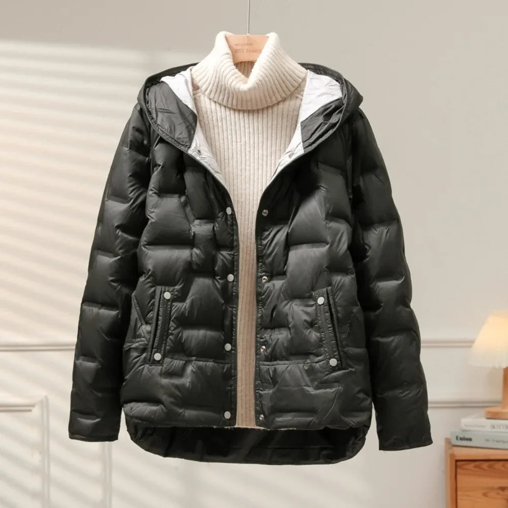 TrendAura Lea Goose Down Puffer Coat For Women Warm Elegant Quilted Winter Jacket