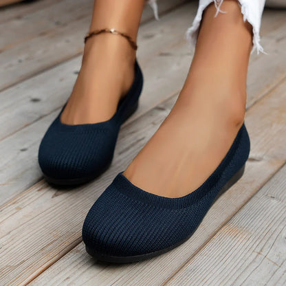 Beatrix Lisa Breathable Knit Flats For Women All Day Comfort Snug Fit For Everyday Use At Home