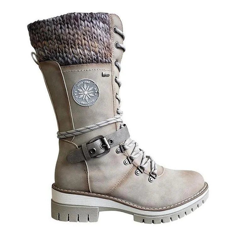 NOVA Warm Knee High Winter Boots For Women Winter Ready Comfort Cross Tied Lace Up Durable Style