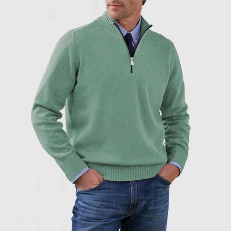 Oliver Mens Cotton Sweater With Zipper Mock Neck For Elegant Casual Winter Comfort