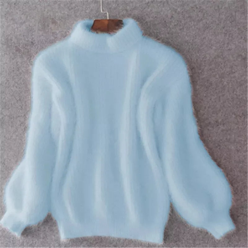Fuzzy turtleneck for women