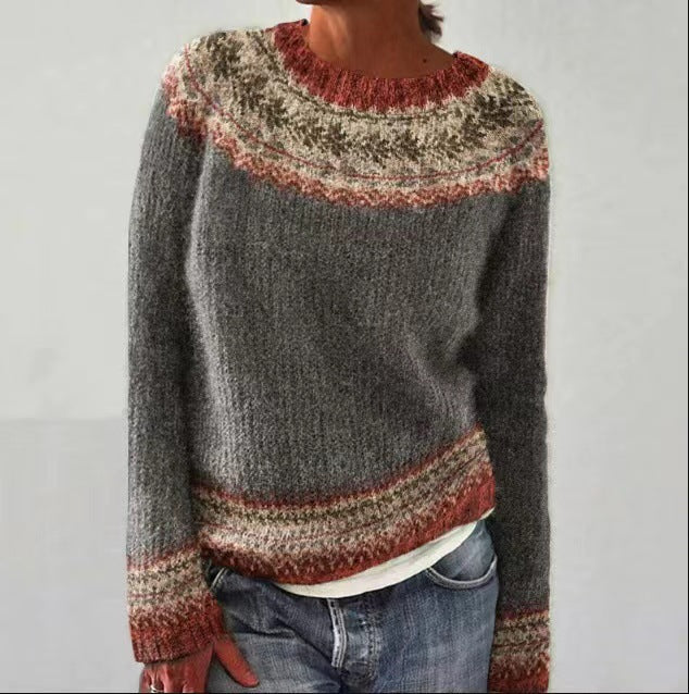 Maya Women's Cashmere Wool Sweater Diamond Pattern Cozy Soft Loose Fit Colorful Energy