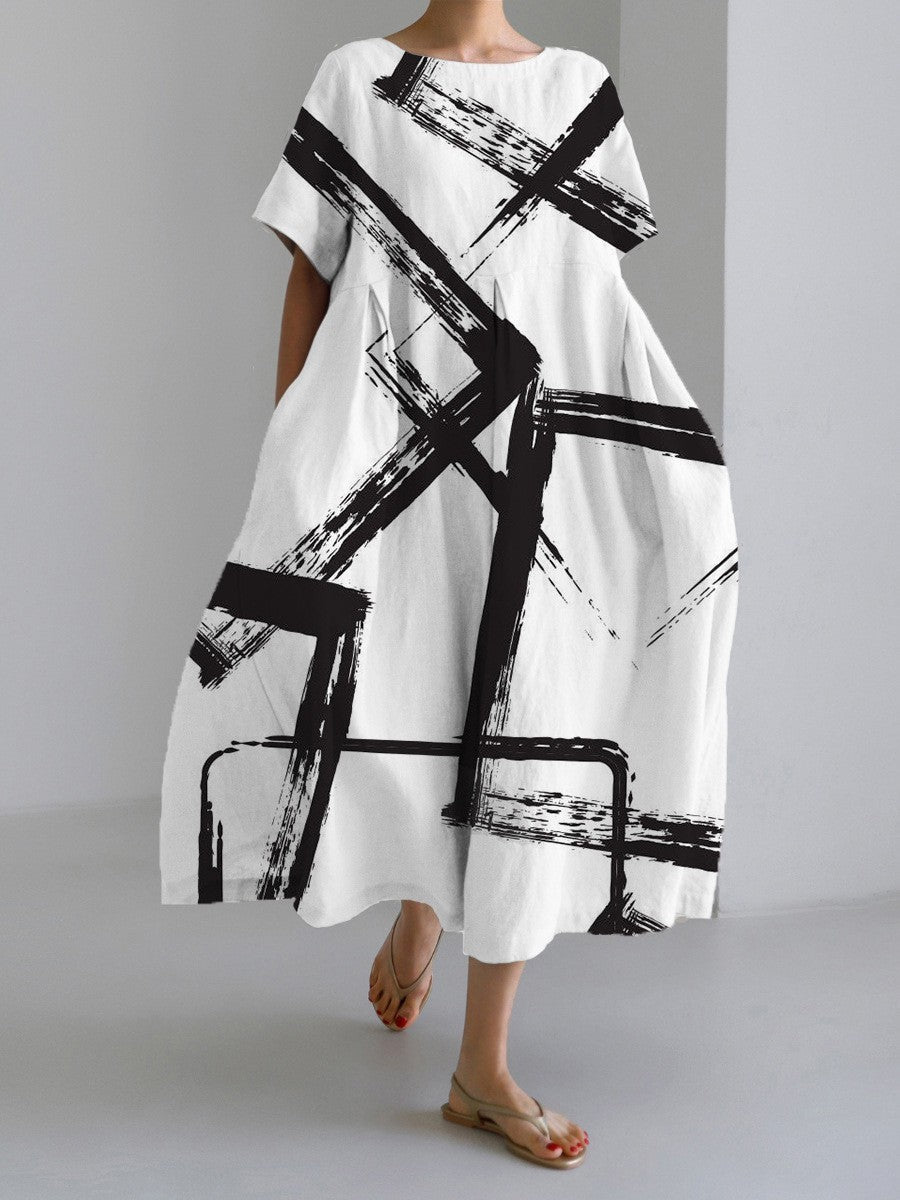 Natalie Geometric Patterned Sweater Dress For Women With Retro High Waist Style And Elegance