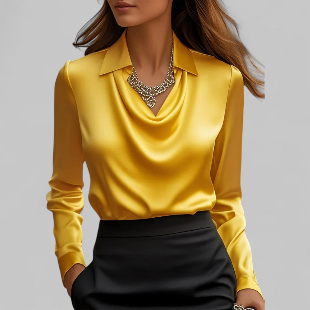 Draped Collared Regular Fit Blouse for Women – Elegant Business Casual Style