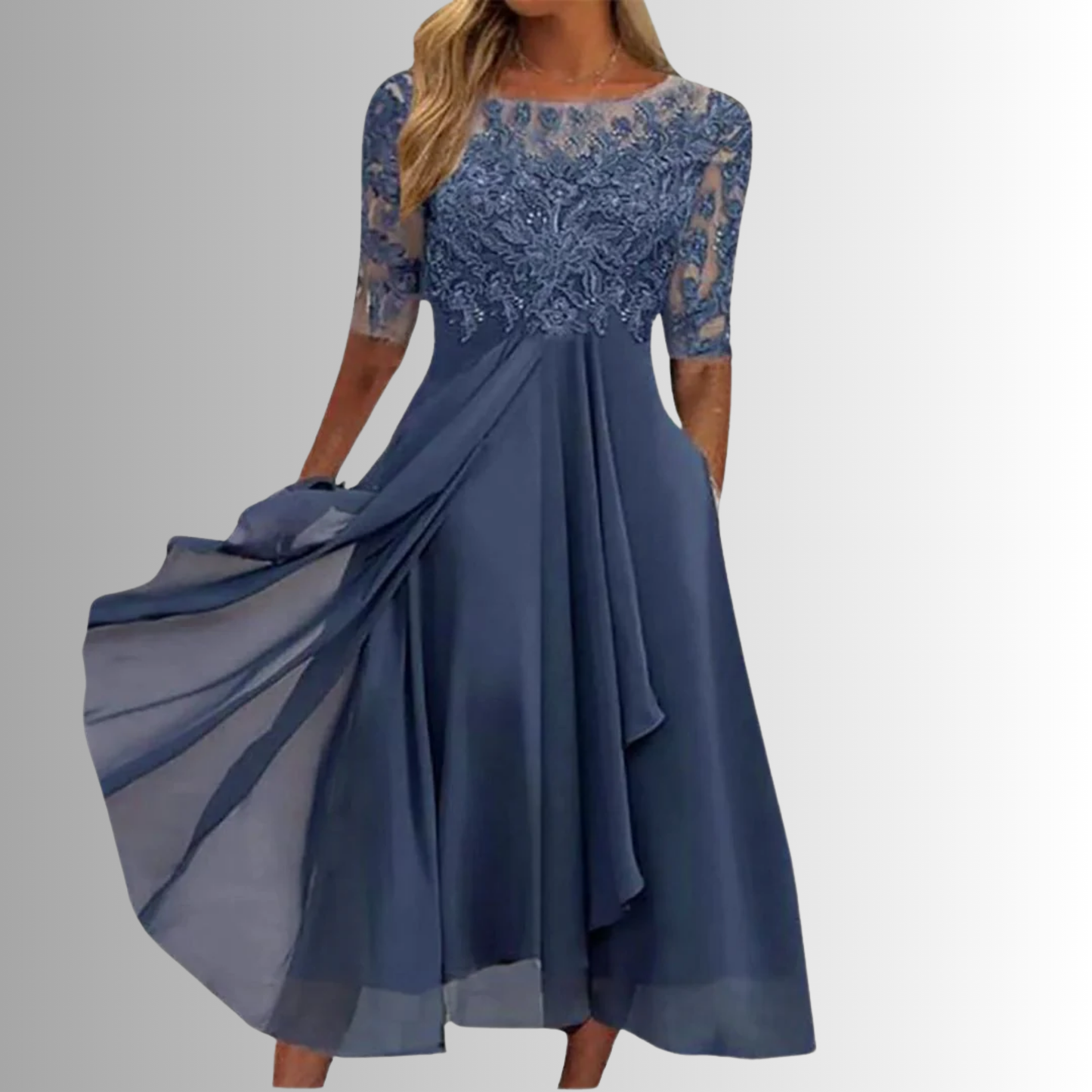 Women's Lace Dress with Intricate Detailing and Classic Design - TrendAura