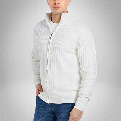Max Men's Cardigan With Zipper And Ribbed Texture For Easy Layering And All Day Comfort