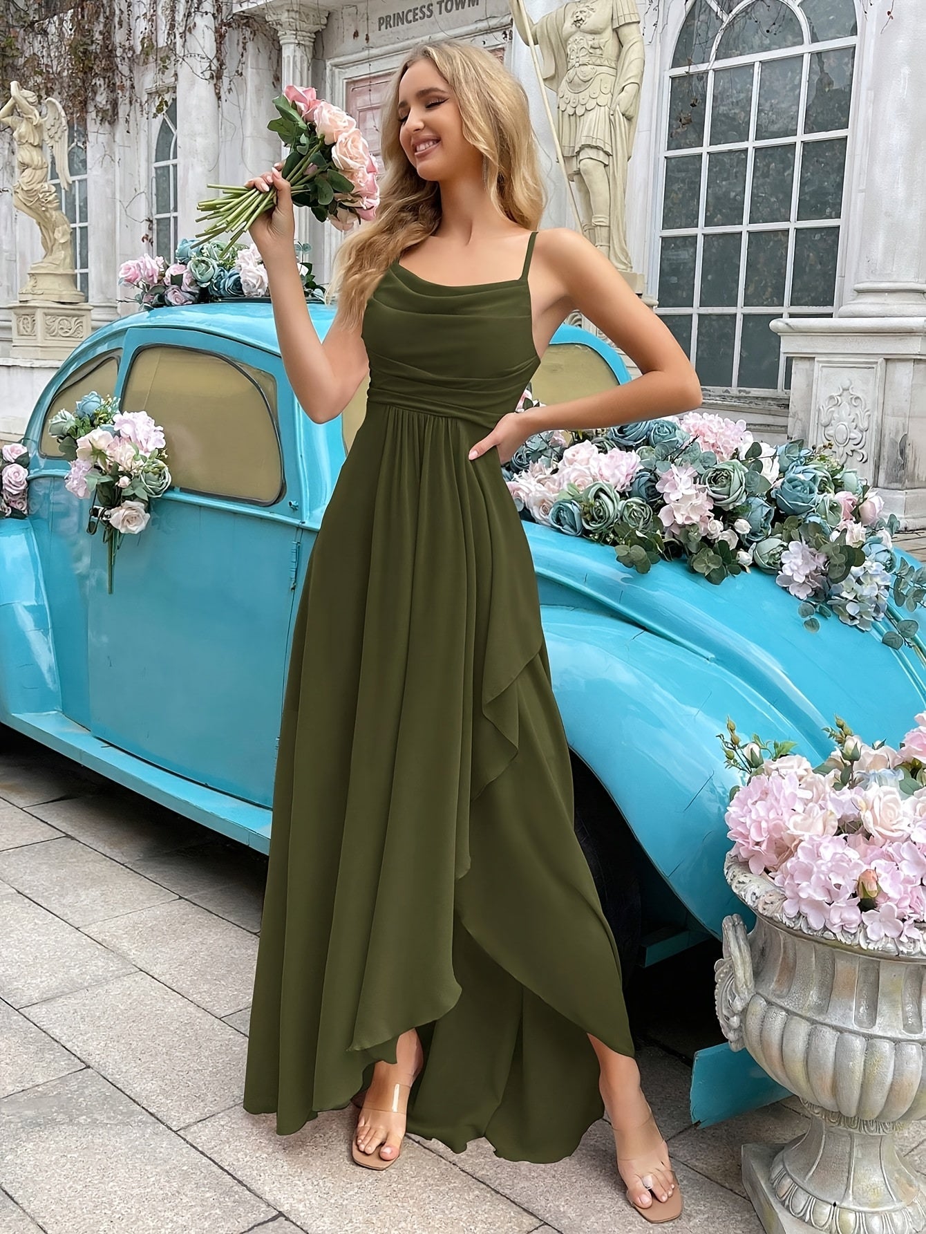 Morgane Elegant Long Dress For Bridesmaids With Fluid Silhouette And Color Options