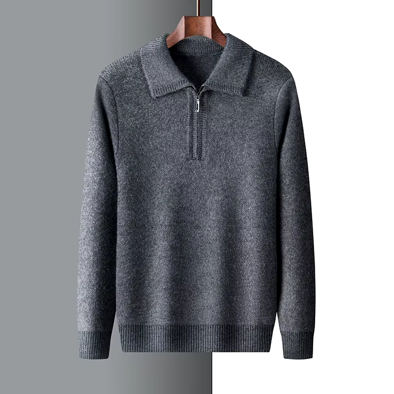 Nordisk Flair Men's Regular Fit Soft Knit Sweater With Short Zip And Flat Collar
