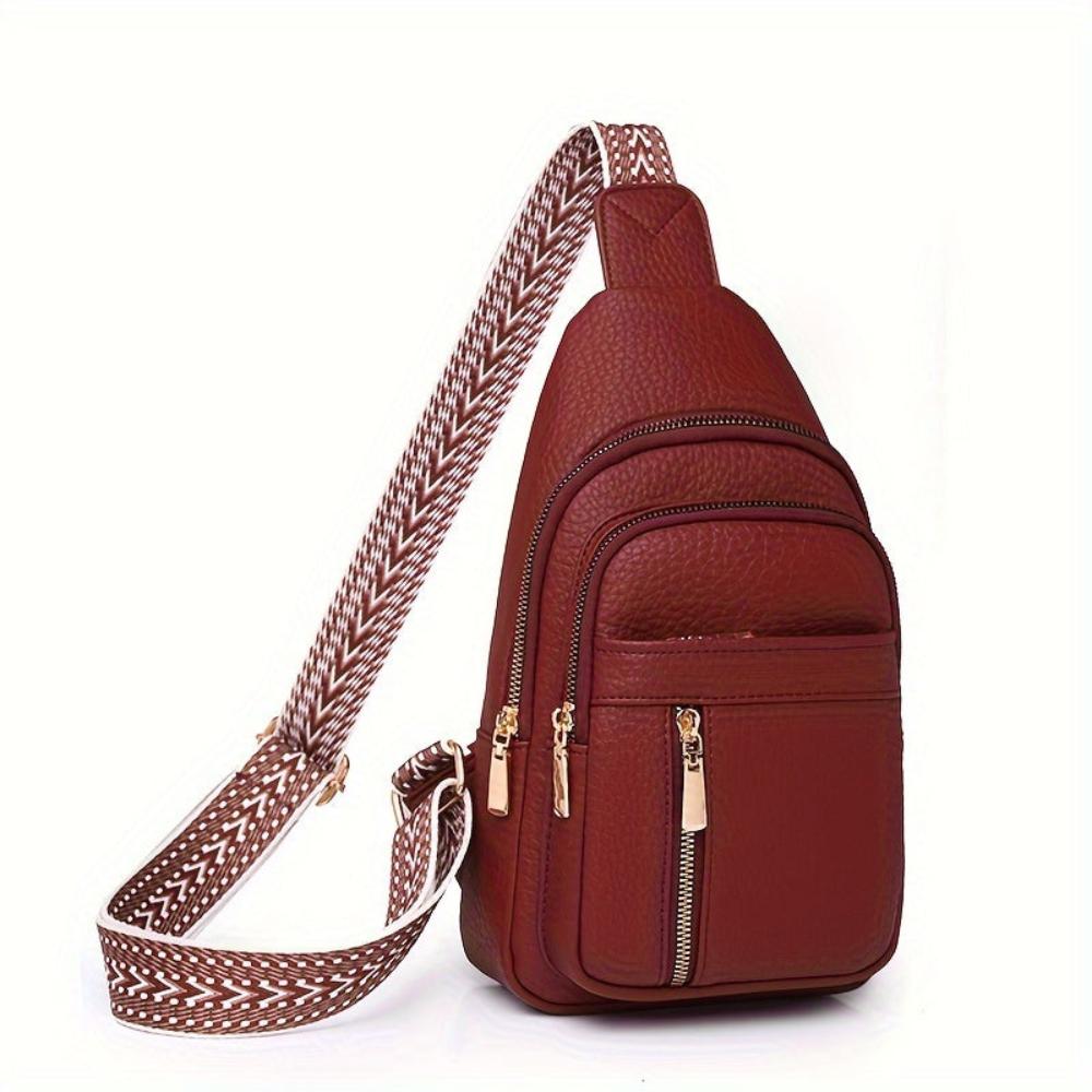 TrendAura Margaret Vegan Leather Sling Crossbody Bag - Compact Everyday Organizer With Multiple Zip Compartments
