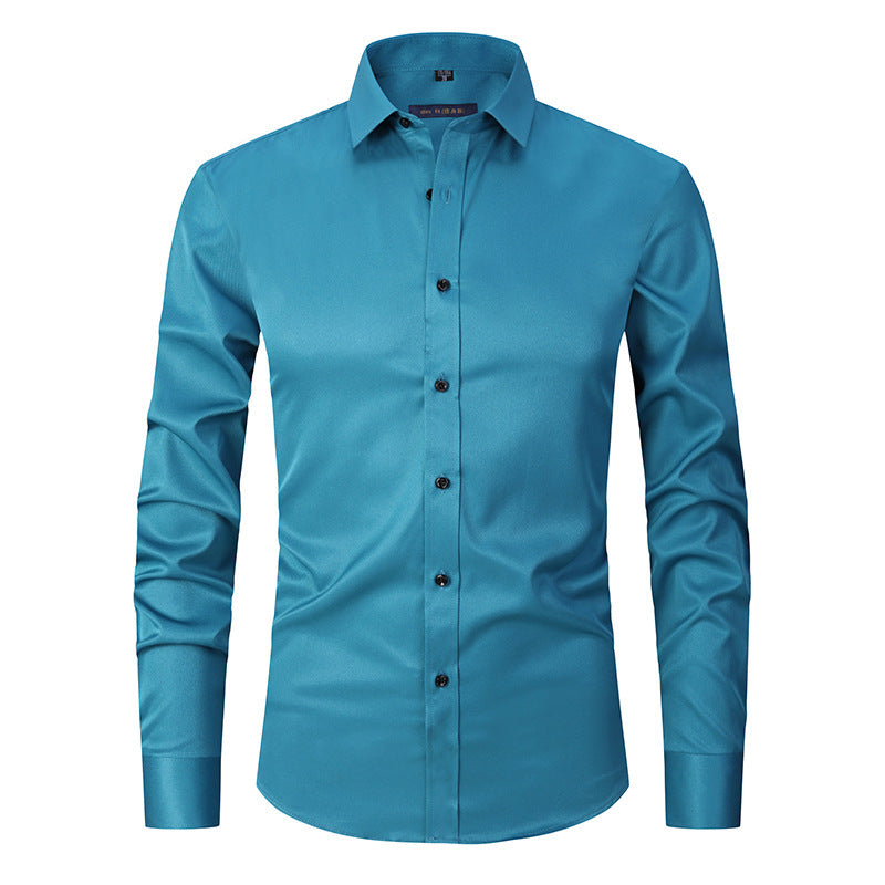 Allen – Long-sleeved slim men's shirt in solid stretch