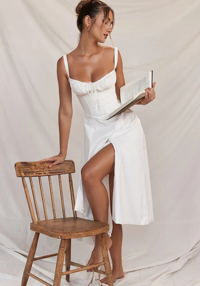 Women's Figure-Hugging Floral Corset Dress | Midi