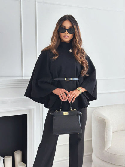 Belted Poncho With Adjustable Belt Soft Lightweight Fabric For Women By L Elegance Reinvented