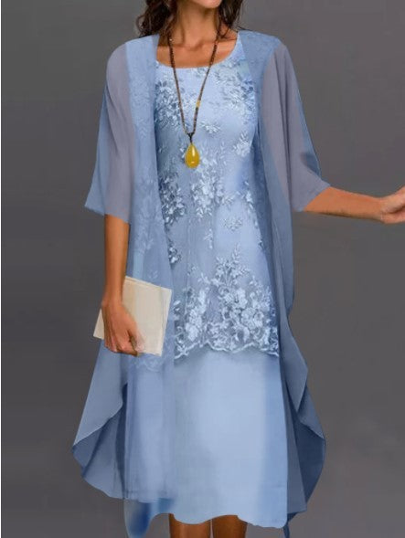 Hannah – Elegant lace chiffon dress in two-piece design