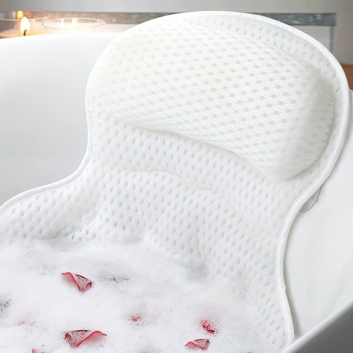 LuxieSpa 4D Breathable Bath Pillow With Neck And Back Support For Quick Dry Home Spa Lovers