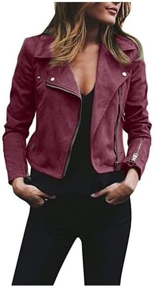 TrendAura Women Faux Suede Moto Jacket Slim Fit With Zip Details Timeless Chic Edition