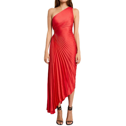 Oriane Pleated One Shoulder Evening Dress for Elegant Formal Occasions with Modern Cut
