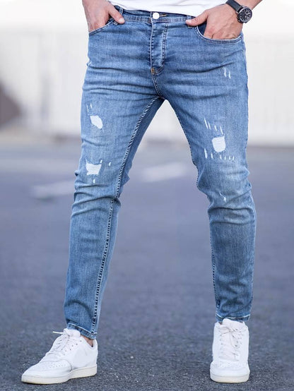 Mens Slim Fit Jeans by Walking for Everyday Style with Modern Distressed Denim Essentials