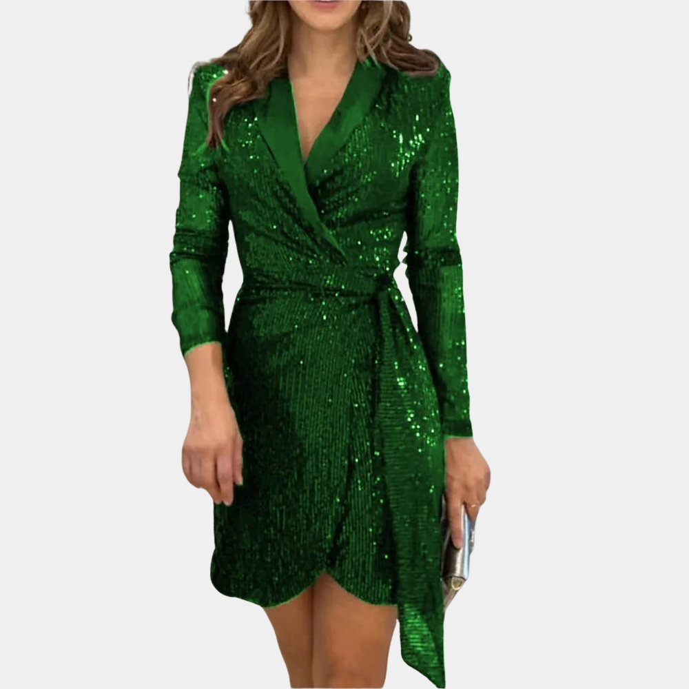 Magali Belted Blazer Dress For Women Elegant Structured Silhouette With Integrated Belt