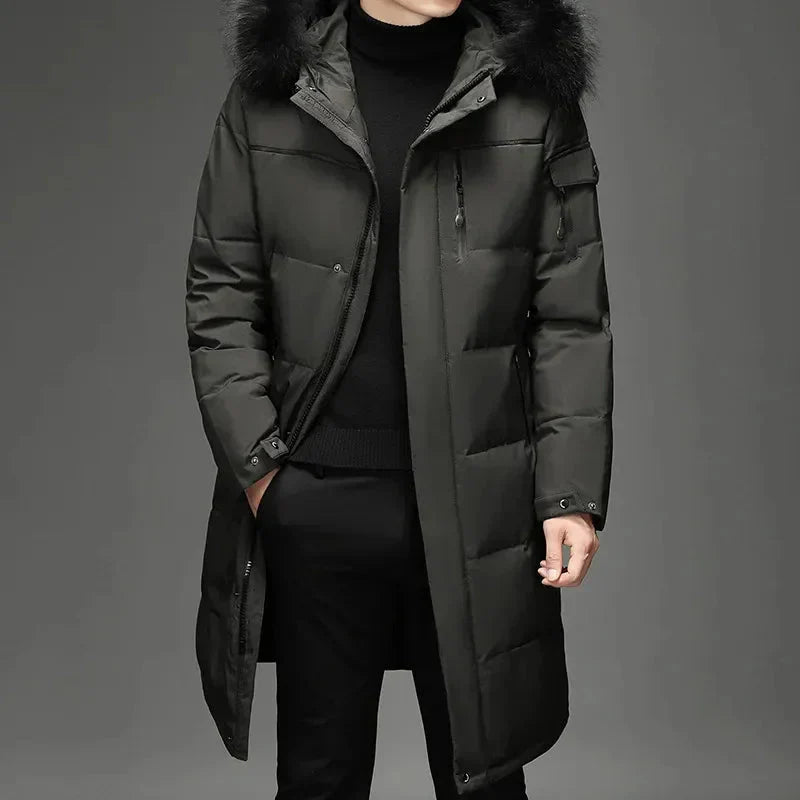 Djamel | Long Winter Coat for Men with Hood — Warmth & Refined Look