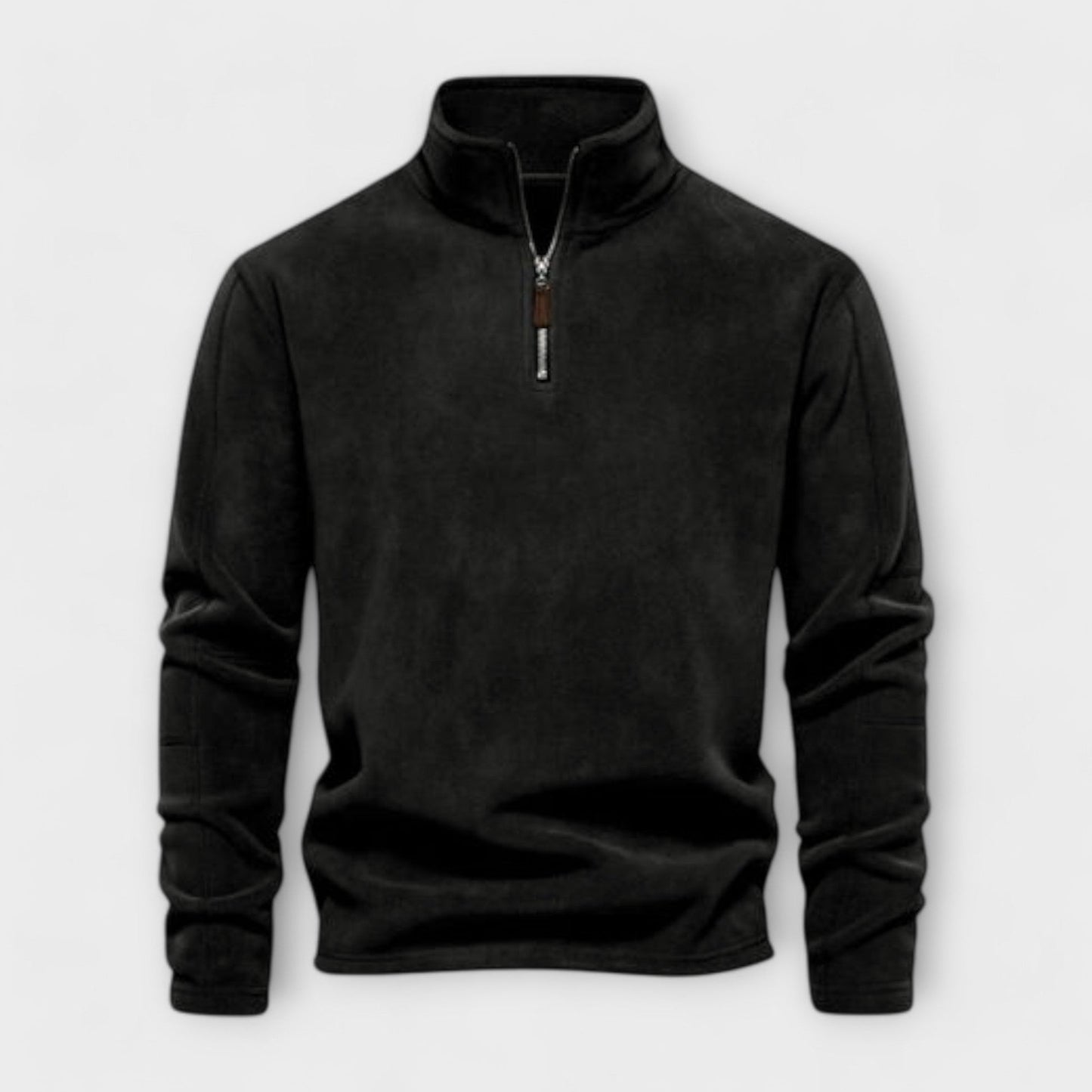 Mens Pullover Top Relaxed Fit Brushed Knit Mock Neck Quarter Zip Casual Wear By TrendAura