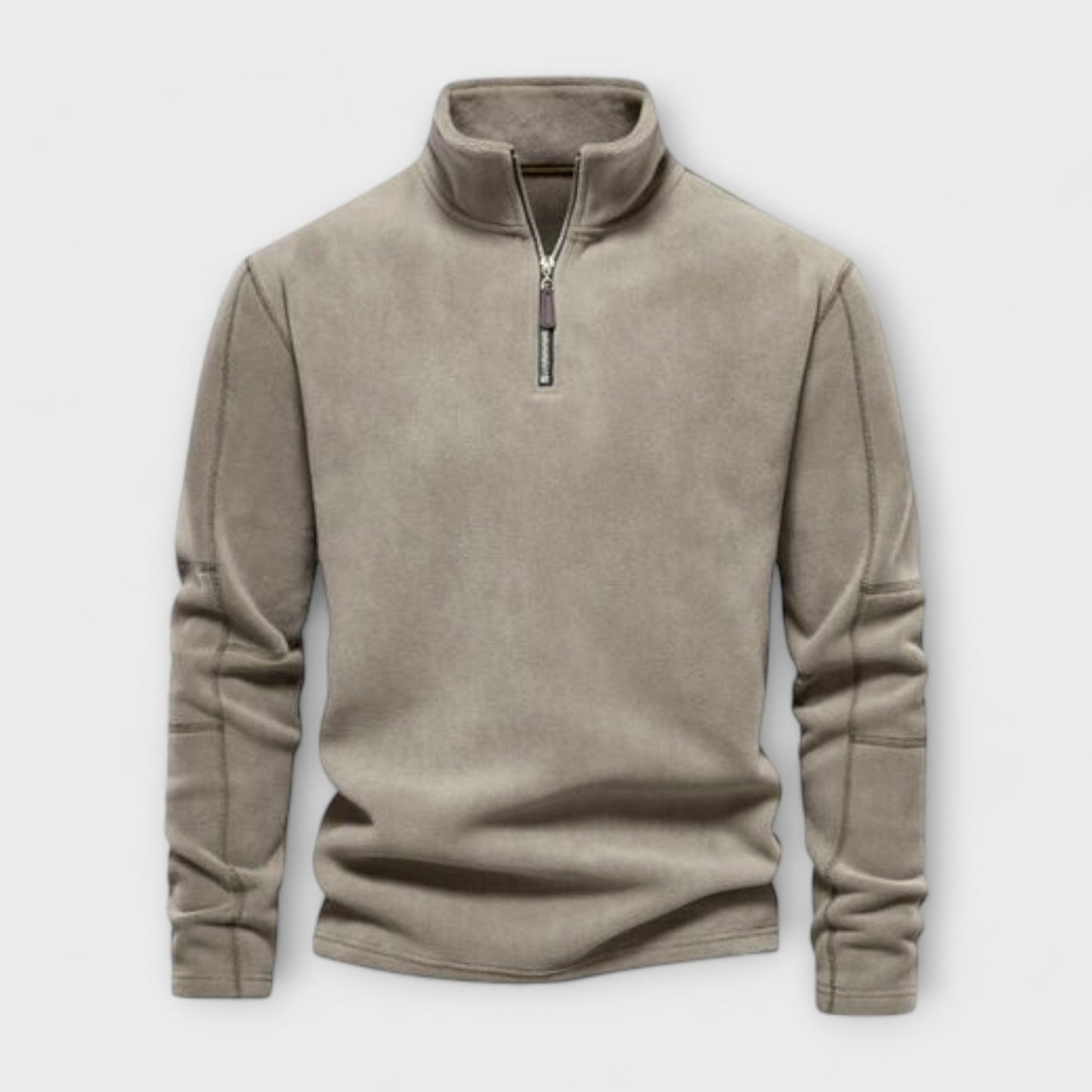 Mens Pullover Top Relaxed Fit Brushed Knit Mock Neck Quarter Zip Casual Wear By TrendAura