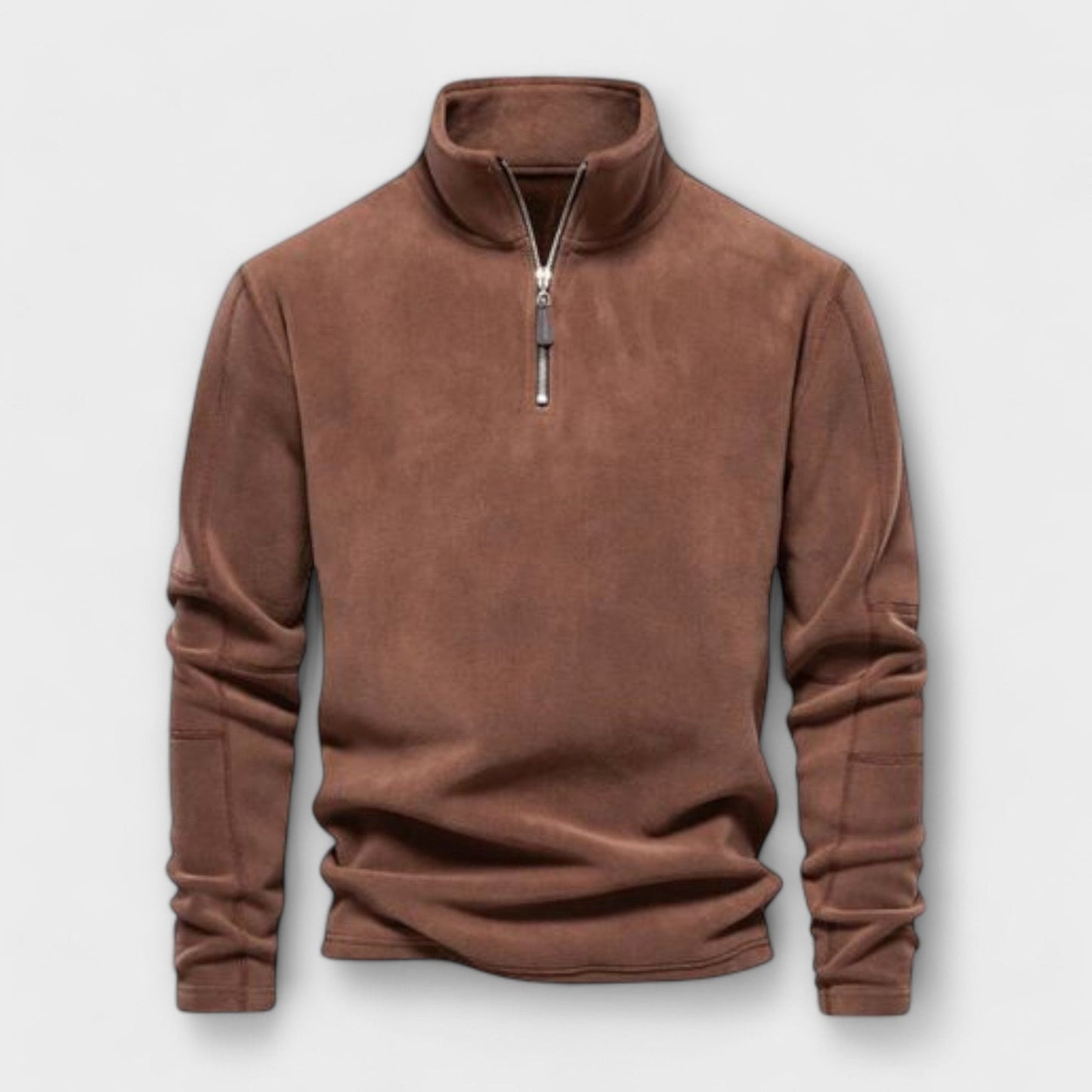 Mens Pullover Top Relaxed Fit Brushed Knit Mock Neck Quarter Zip Casual Wear By TrendAura