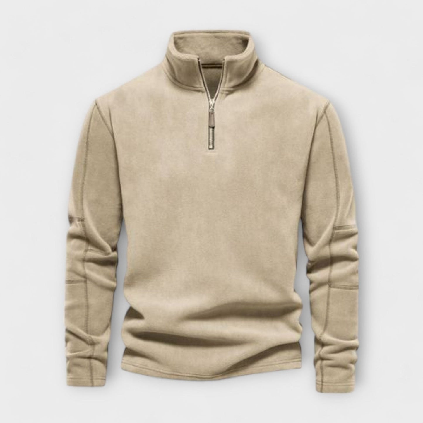 Mens Pullover Top Relaxed Fit Brushed Knit Mock Neck Quarter Zip Casual Wear By TrendAura