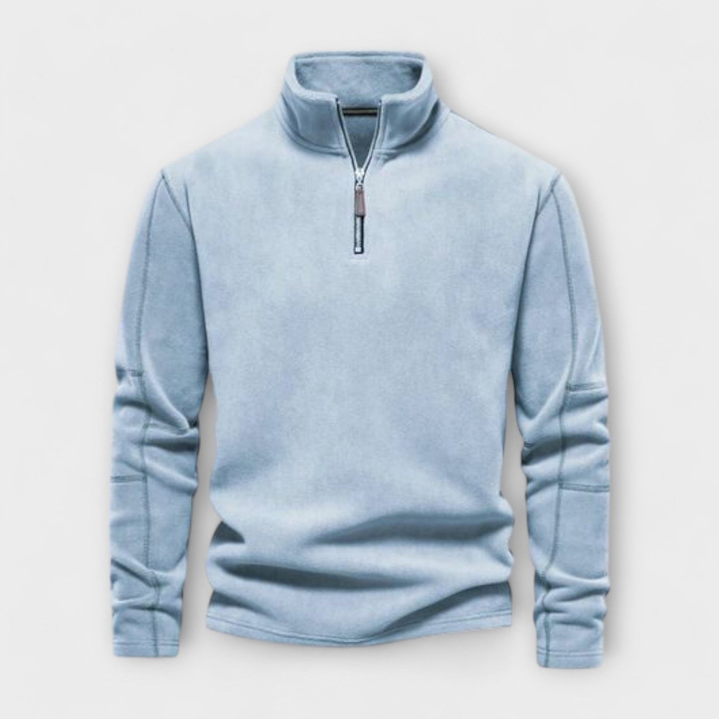 Mens Pullover Top Relaxed Fit Brushed Knit Mock Neck Quarter Zip Casual Wear By TrendAura