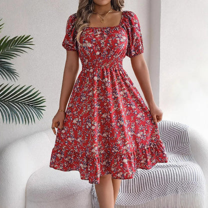 Liselotte Floral Puff Sleeve Dress For Women, Romantic Fit, Airy Comfort, Ideal For Summer Events