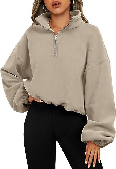Women's sweatshirt with half-zip and stand-up collar