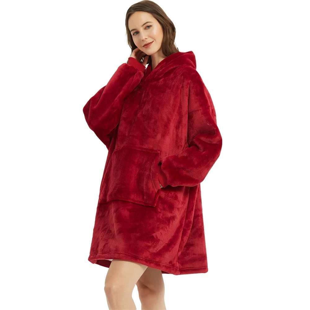 EmoraNova DreamCocoon Blanket Hoodie Oversized Fleece With Plush Sherpa Lining Luxurious Comfort For Homebodies