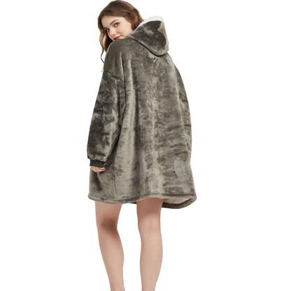 EmoraNova DreamCocoon Blanket Hoodie Oversized Fleece With Plush Sherpa Lining Luxurious Comfort For Homebodies