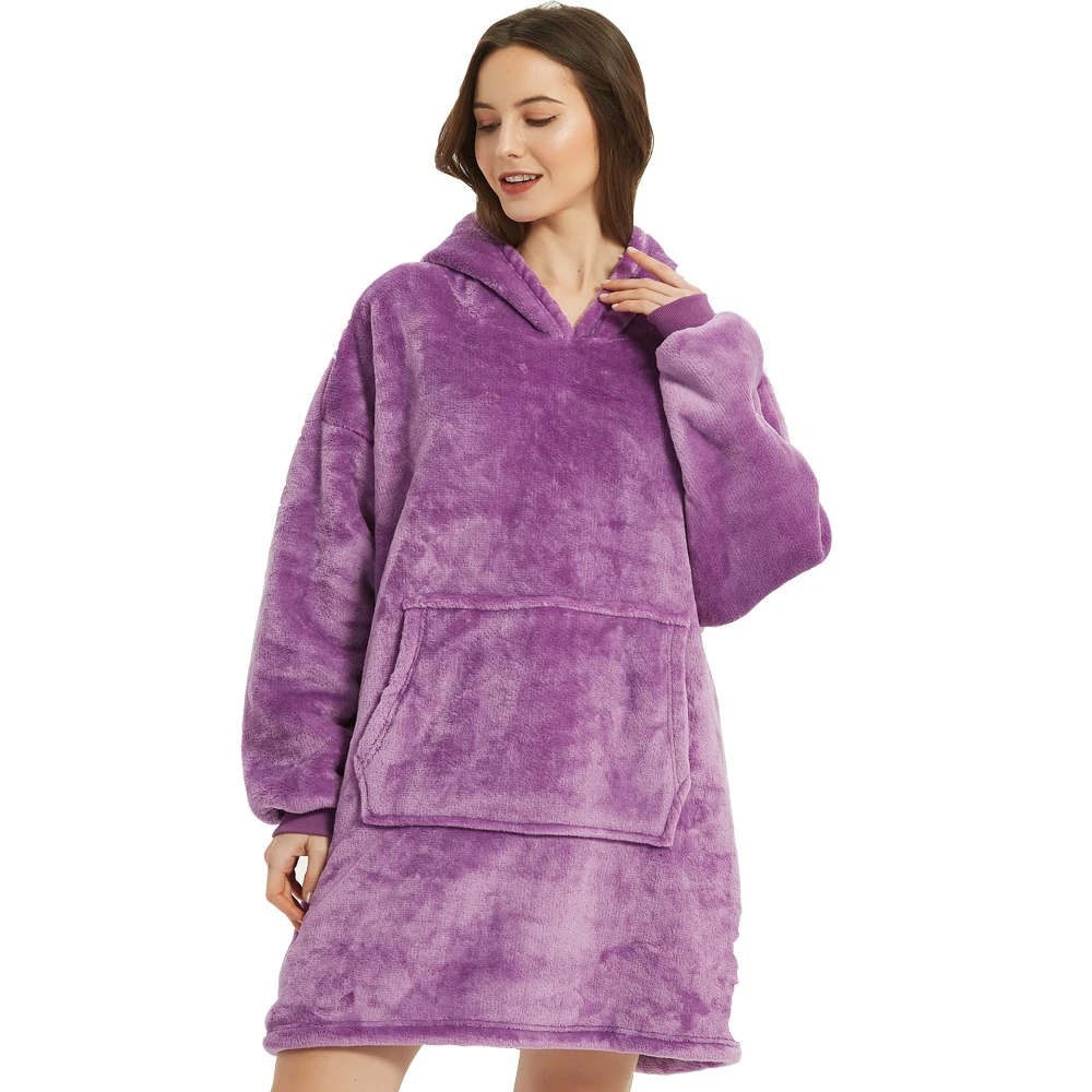 EmoraNova DreamCocoon Blanket Hoodie Oversized Fleece With Plush Sherpa Lining Luxurious Comfort For Homebodies