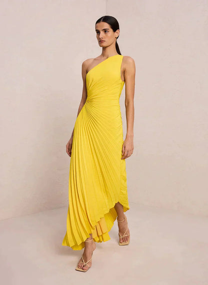 Oriane Pleated One Shoulder Evening Dress for Elegant Formal Occasions with Modern Cut