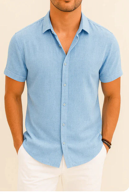 Short Sleeve Linen Shirt For Men