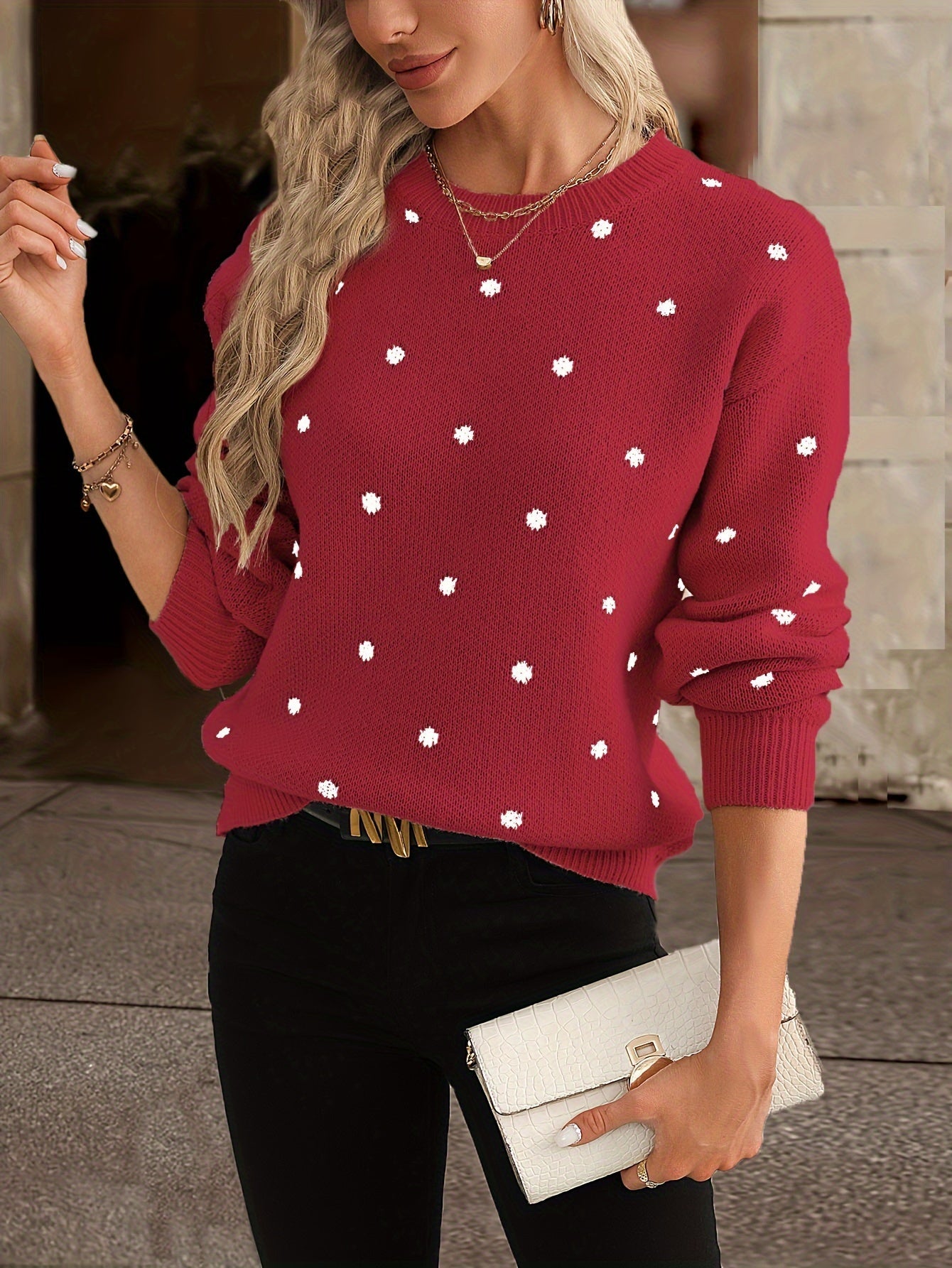 Zara Polka Dot Sweater For Women Cozy Knit Soft Warmth Versatile Casual Elegant Autumn Winter