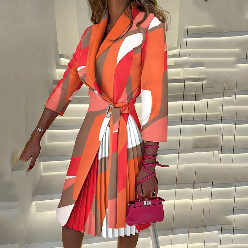 Nesrine Sleek Notched Collar Blazer Dress For Professionals