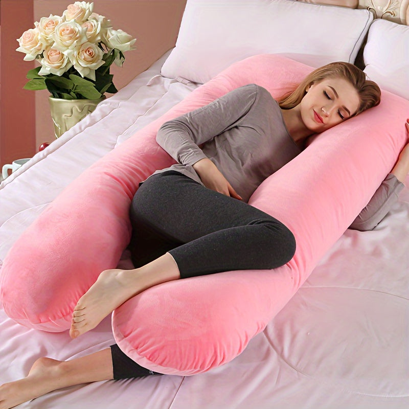 MumLuxe Pregnancy Pillow Luxurious Crystal Velvet U Shaped Full Body Support For Expecting Moms