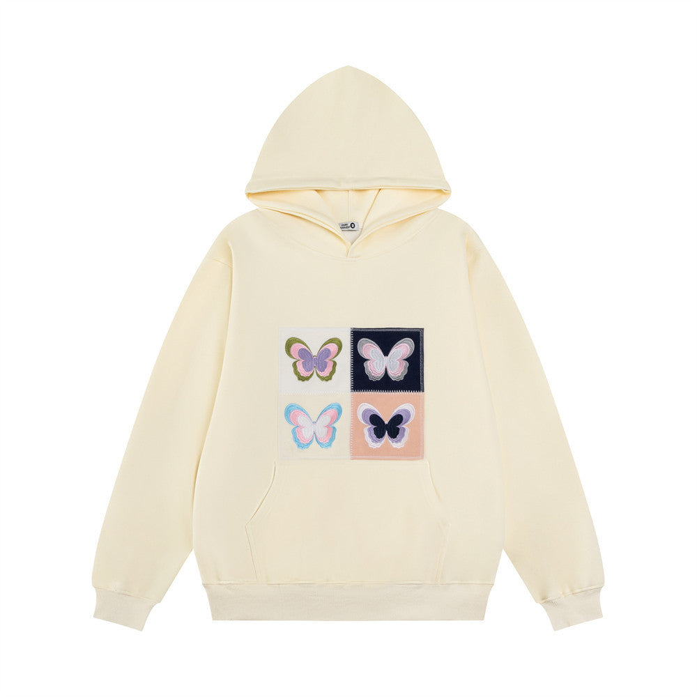 Hoodie with embroidered butterfly patch